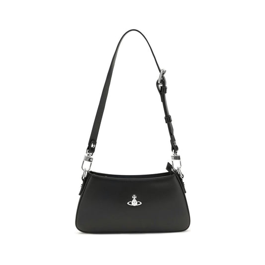Compact Shoulder Bag by Vivienne Westwood for women in bos taurus calf leather black, silver & signature features an effortlessly chic silhouette with a secure zipper, ample , and versatile shoulder-strap & adjustable-strap for effortlessly chic everyday luxury.