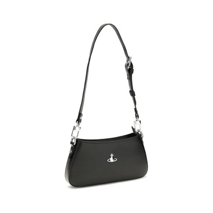 Compact Shoulder Bag by Vivienne Westwood for women in bos taurus calf leather black, silver & signature features a effortless chic silhouette with a secure zipper, ample , and versatile shoulder-strap & adjustable-strap for a effortless chic finish.