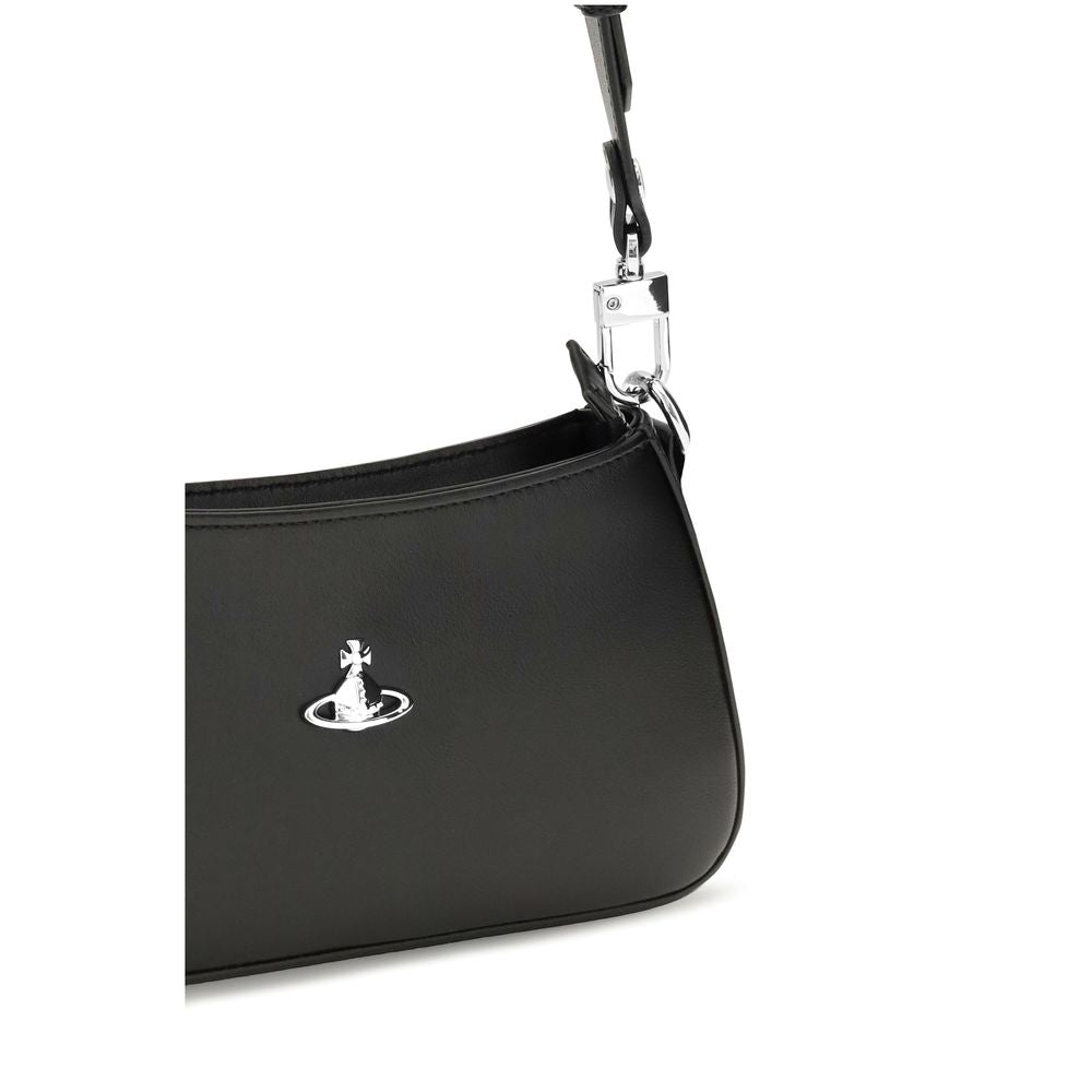 Compact Shoulder Bag by Vivienne Westwood for women in bos taurus calf leather black, silver & signature features a distinguished silhouette, showcasing a secure zipper and distinguished with versatile shoulder-strap & adjustable-strap for a distinguished finish.