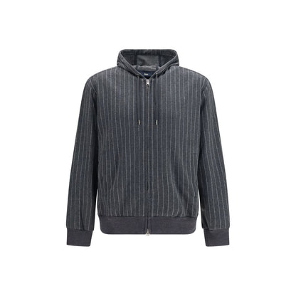 Sweatshirt Hoodie by Herno for men in stretch poly cotton gray & patterned showcases a city-ready silhouette, artfully detailed with a signature hooded neckline and long-sleeve for a city-ready finish.