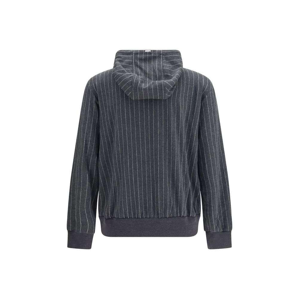Sweatshirt Hoodie by Herno for men in stretch poly cotton gray & patterned features an avant-garde silhouette, showcasing a sophisticated hooded neckline and detail for a truly avant-garde finish.