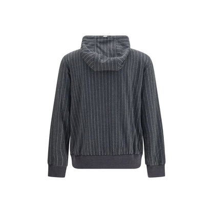 Sweatshirt Hoodie by Herno for men in stretch poly cotton gray & patterned features an avant-garde silhouette, showcasing a sophisticated hooded neckline and detail for a truly avant-garde finish.
