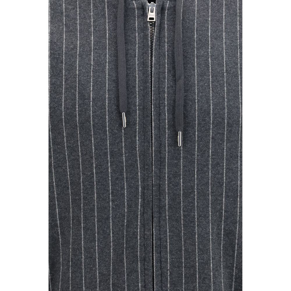 Sweatshirt Hoodie by Herno for men in stretch poly cotton gray & patterned showcases a city-ready silhouette, artfully detailed with a signature and for a city-ready finish.