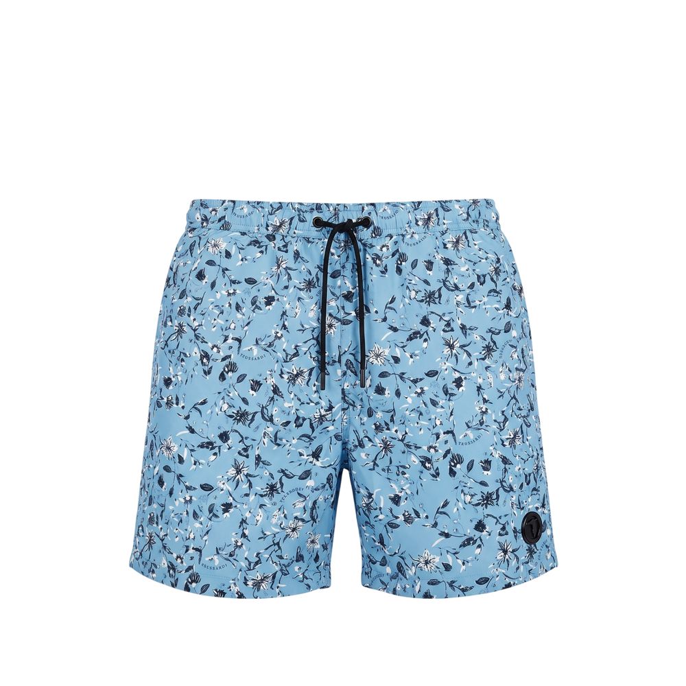 Trussardi Beachwear Light Blue Polyester Men Swim Short