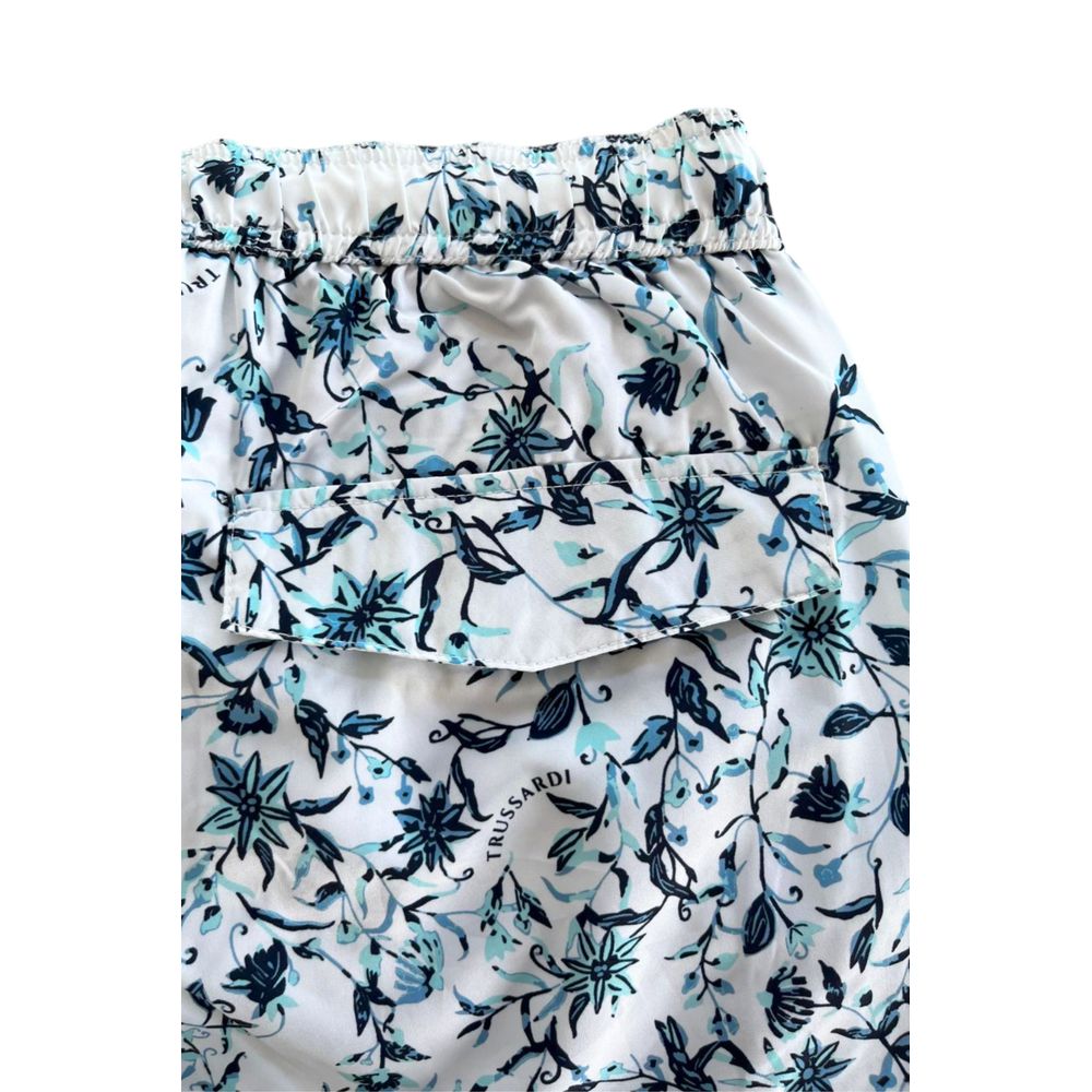 Trussardi Beachwear White Polyester Men Swim Short