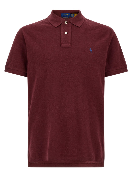 Polo Shirt by Polo Ralph Lauren for men in cotton blue, bordeaux, burgundy & pearl features a eye catching silhouette, showcasing a refined and short-sleeve for a eye catching finish.