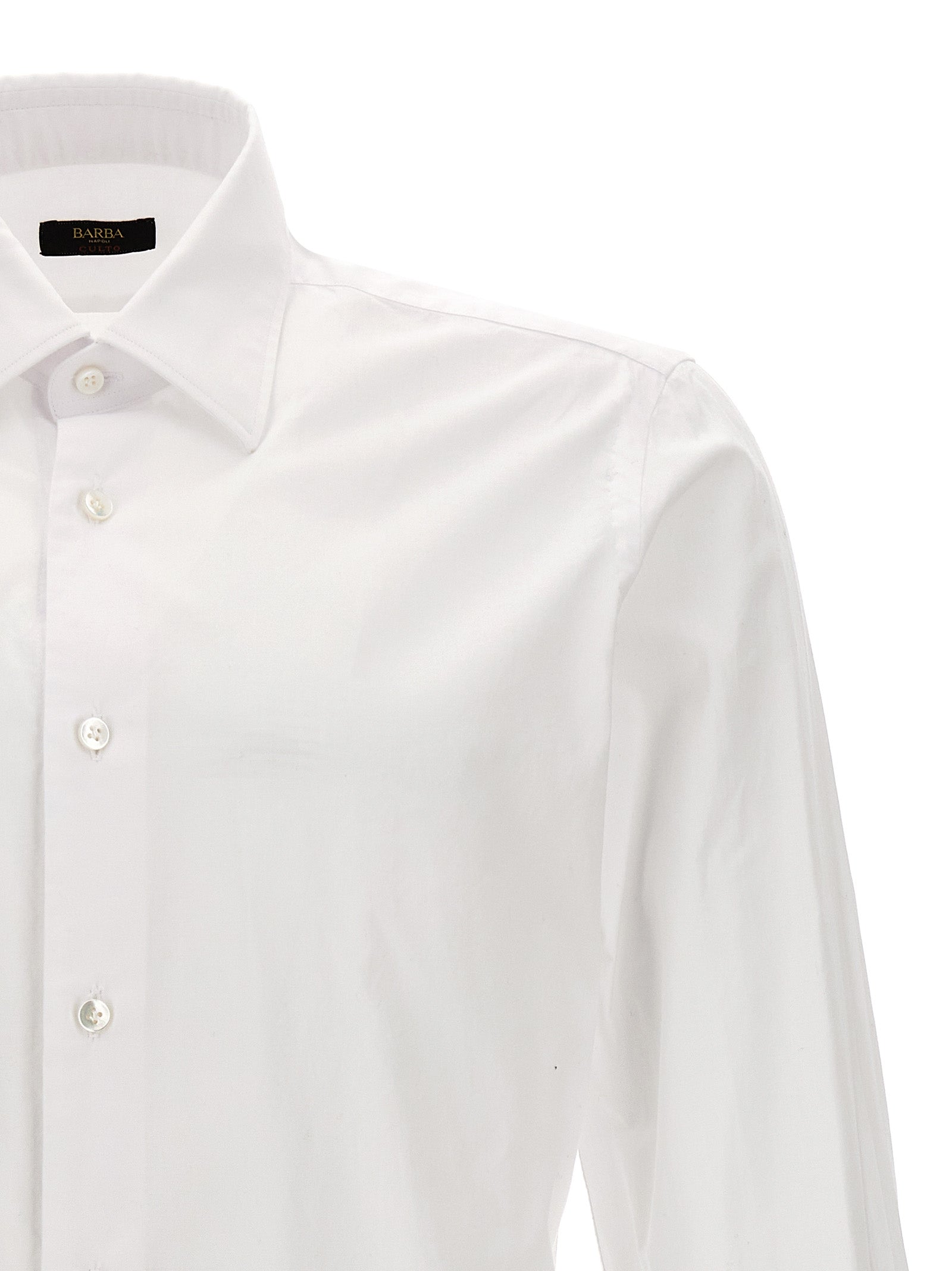 Shirt by Barba Napoli for men in cotton white, featuring a nuanced and nuanced for a sophisticated finish.
