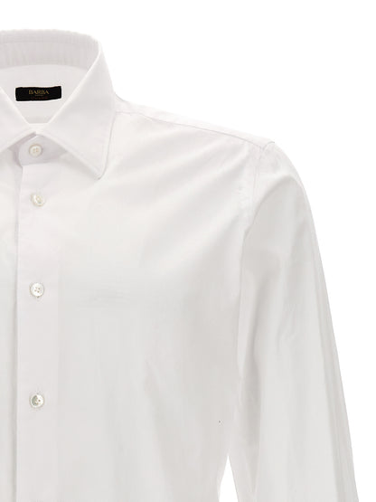 Shirt by Barba Napoli for men in cotton white, featuring a nuanced and nuanced for a sophisticated finish.
