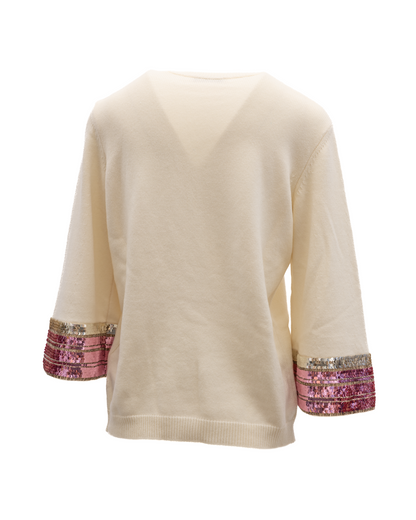 Valentino Garavani Women's Sequins Sweater - Cream Purple