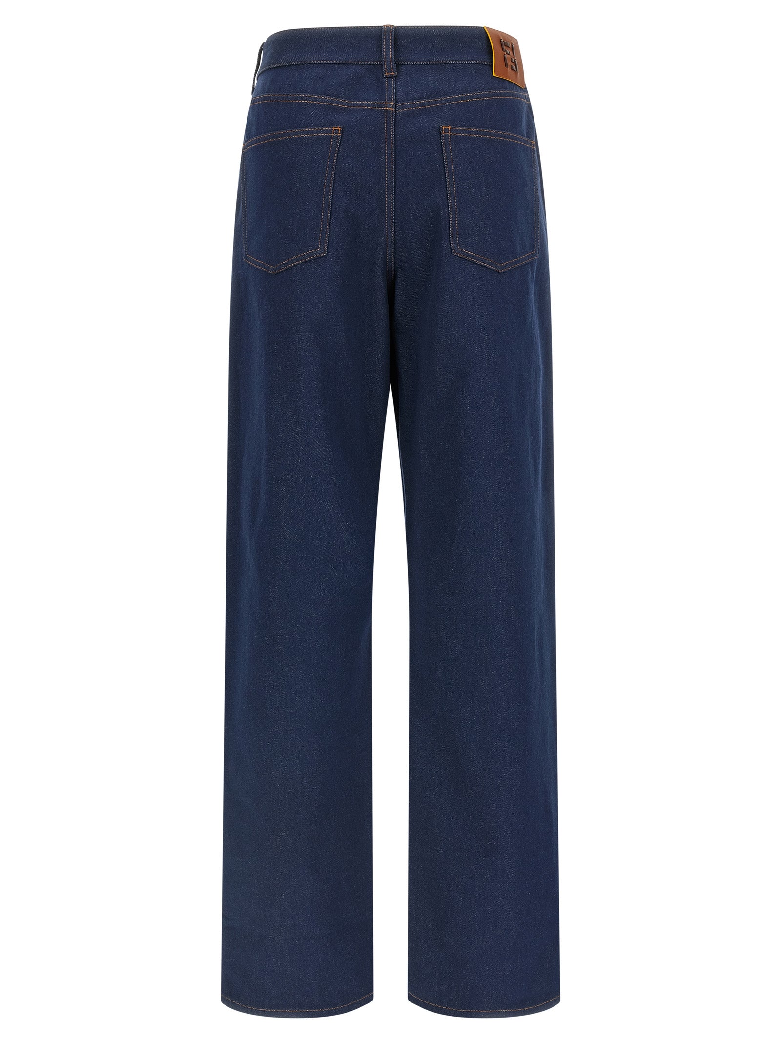 Jeans by Fendi for women in denim cotton blue, signature & print features an sartorial straight-leg & wide and long with a cut for a sartorial finish.