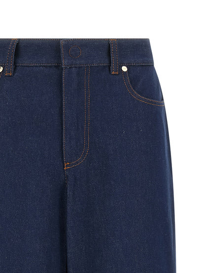 Jeans by Fendi for women in denim cotton blue, signature & print features a refined silhouette with a refined straight-leg & wide, defined by a and a refined long for a refined finish.