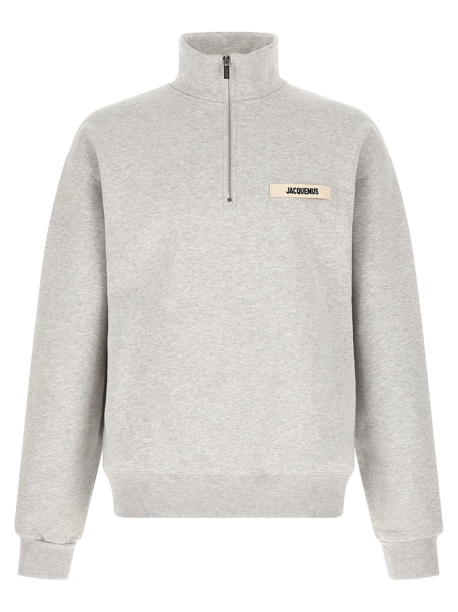 Sweatshirt by Jacquemus for men in cotton beige, gray & silver features an magnificent silhouette, showcasing a sophisticated high-neck neckline and detail for a truly magnificent finish.