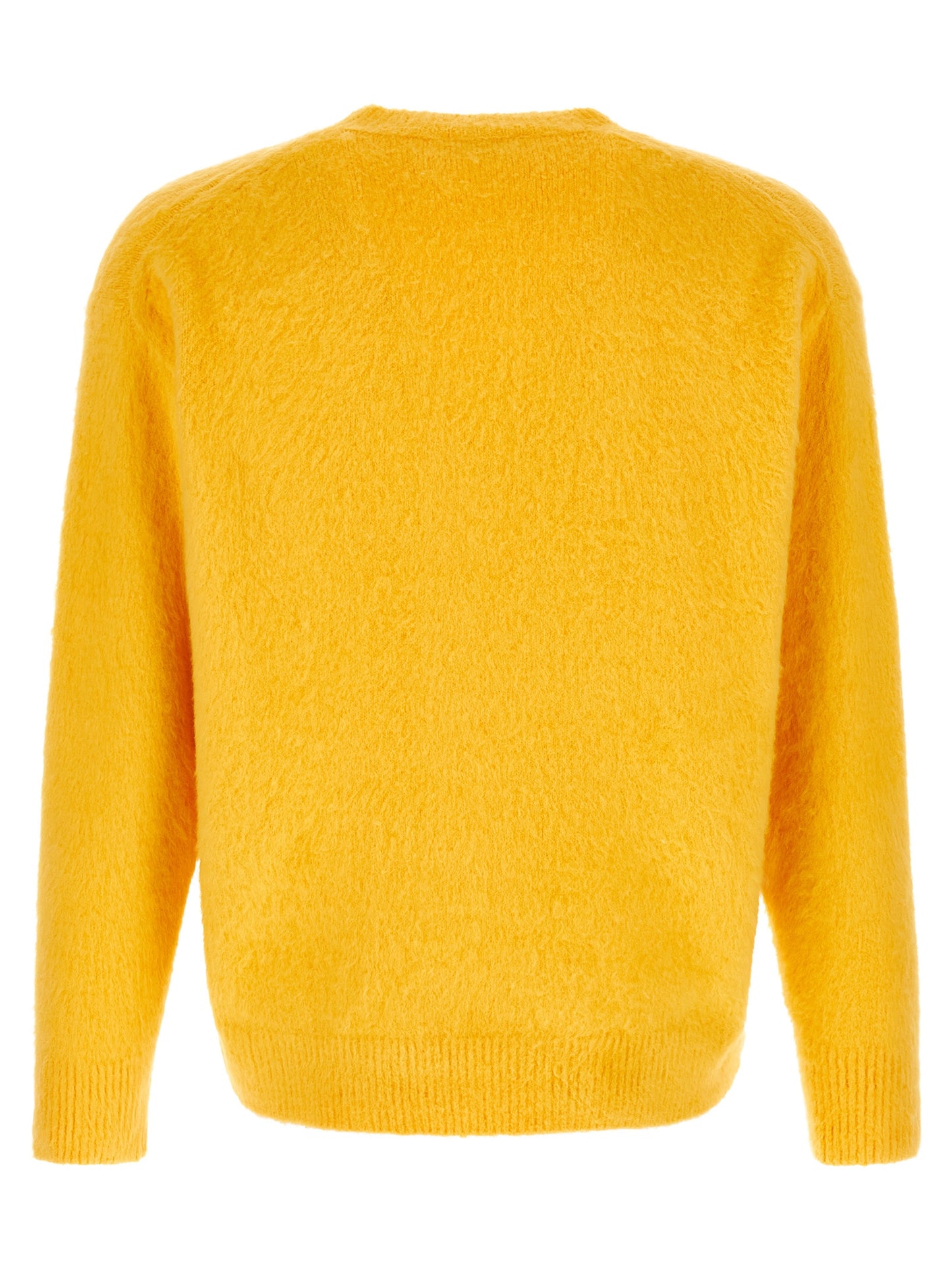 Cardigan by Roberto Collina for men in cotton bicolour & yellow presents a textural silhouette, artfully finished with a textural crew neckline and for a sophisticated, textural look.