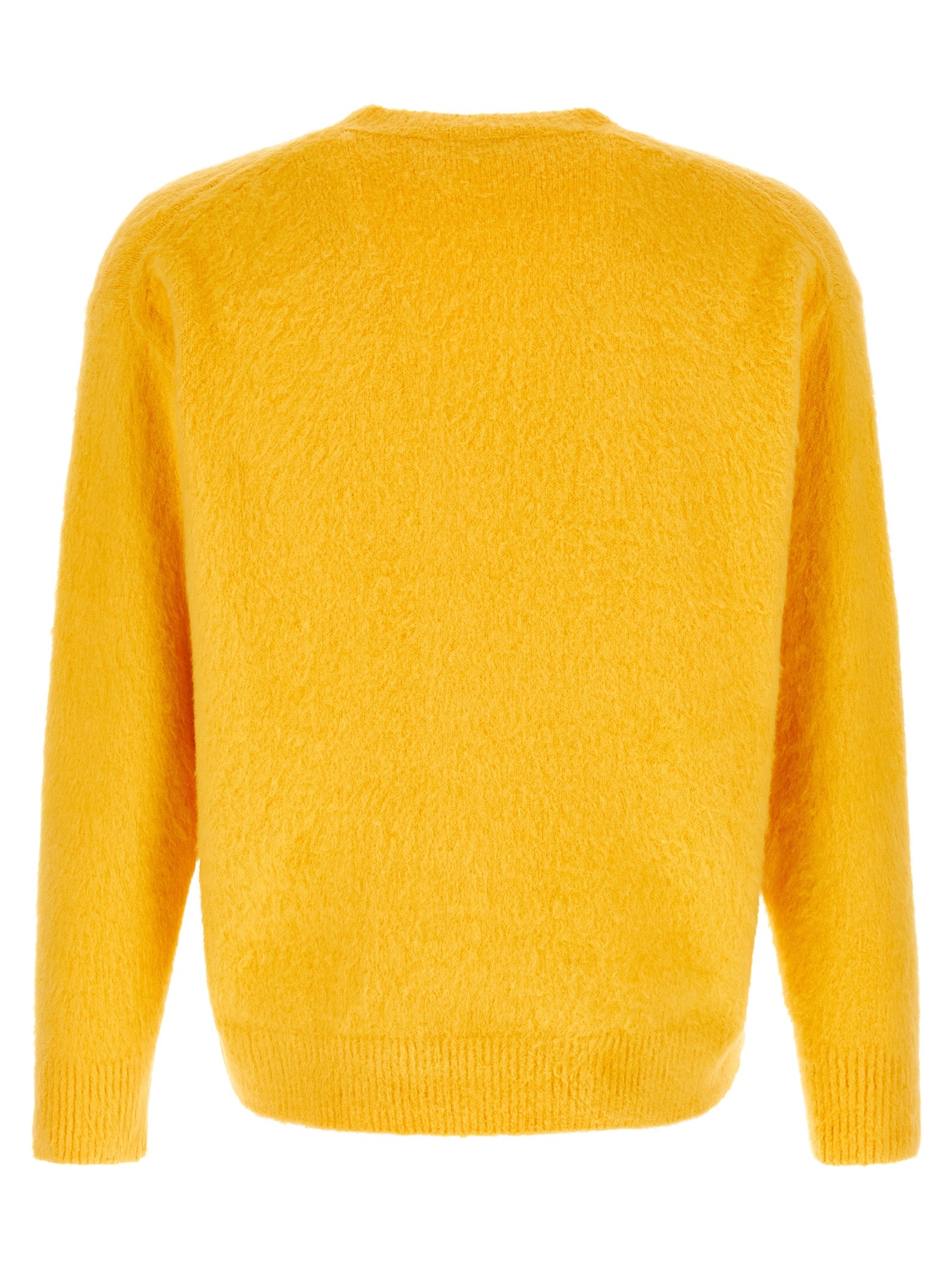 Cardigan by Roberto Collina for men in cotton bicolour & yellow presents a textural silhouette, artfully finished with a textural crew neckline and for a sophisticated, textural look.