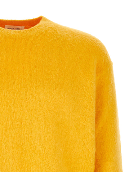 Cardigan by Roberto Collina for men in cotton bicolour & yellow features a nuanced silhouette with a refined crew neckline and nuanced detailing for a sophisticated look.