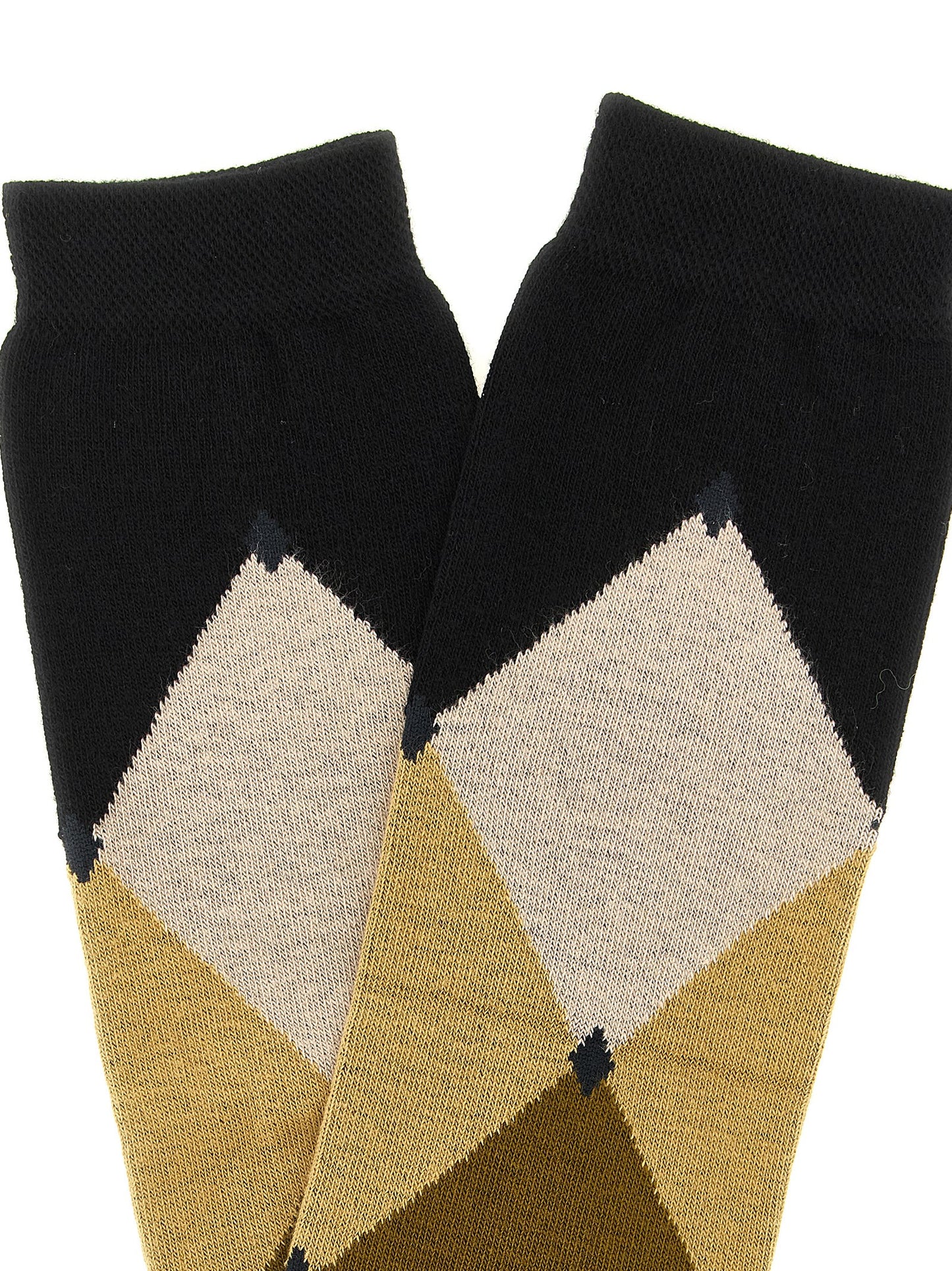 Ballantyne Women's Cotton Socks - Black Patterned Argyle Signature