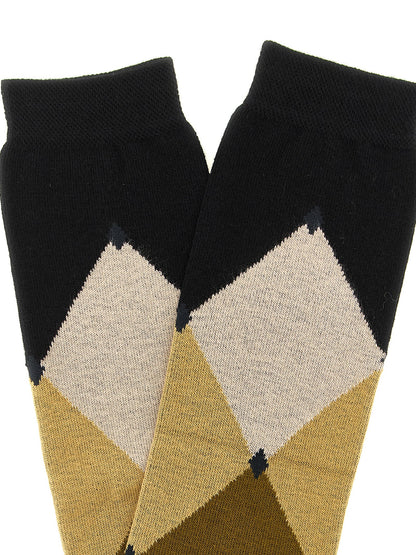 Ballantyne Women's Cotton Socks - Black Patterned Argyle Signature