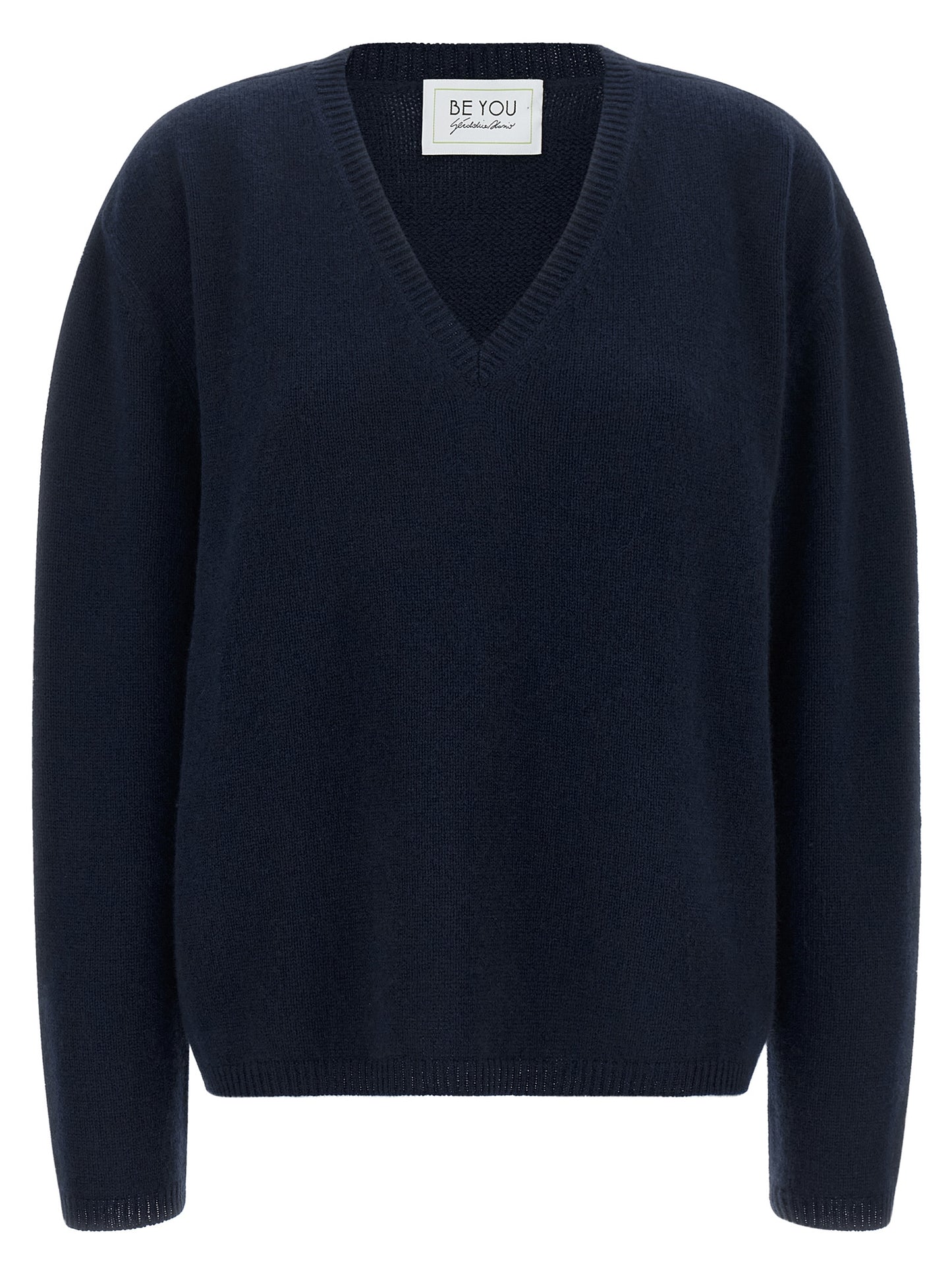 BE YOU Women's Relaxed Fit V Neck Cashmere Cardigan - Natural Navy