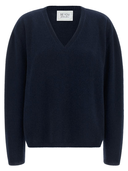 BE YOU Women's Relaxed Fit V Neck Cashmere Cardigan - Natural Navy