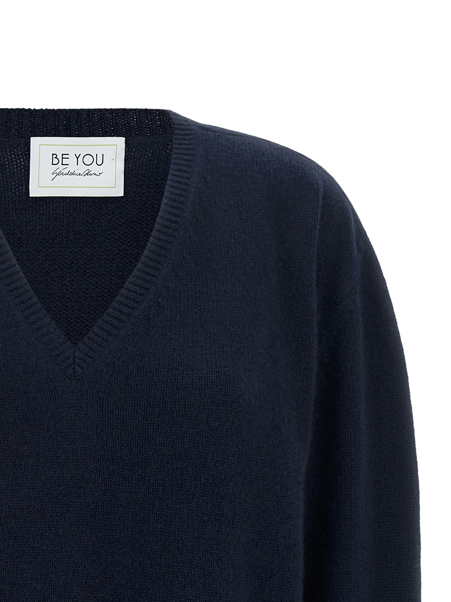 BE YOU Women's Relaxed Fit V Neck Cashmere Cardigan - Natural Navy