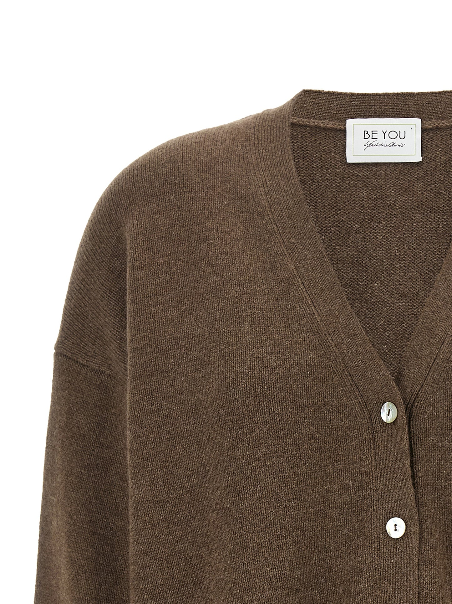 BE YOU Women's Relaxed Fit V Neck Cashmere Cardigan - Brown