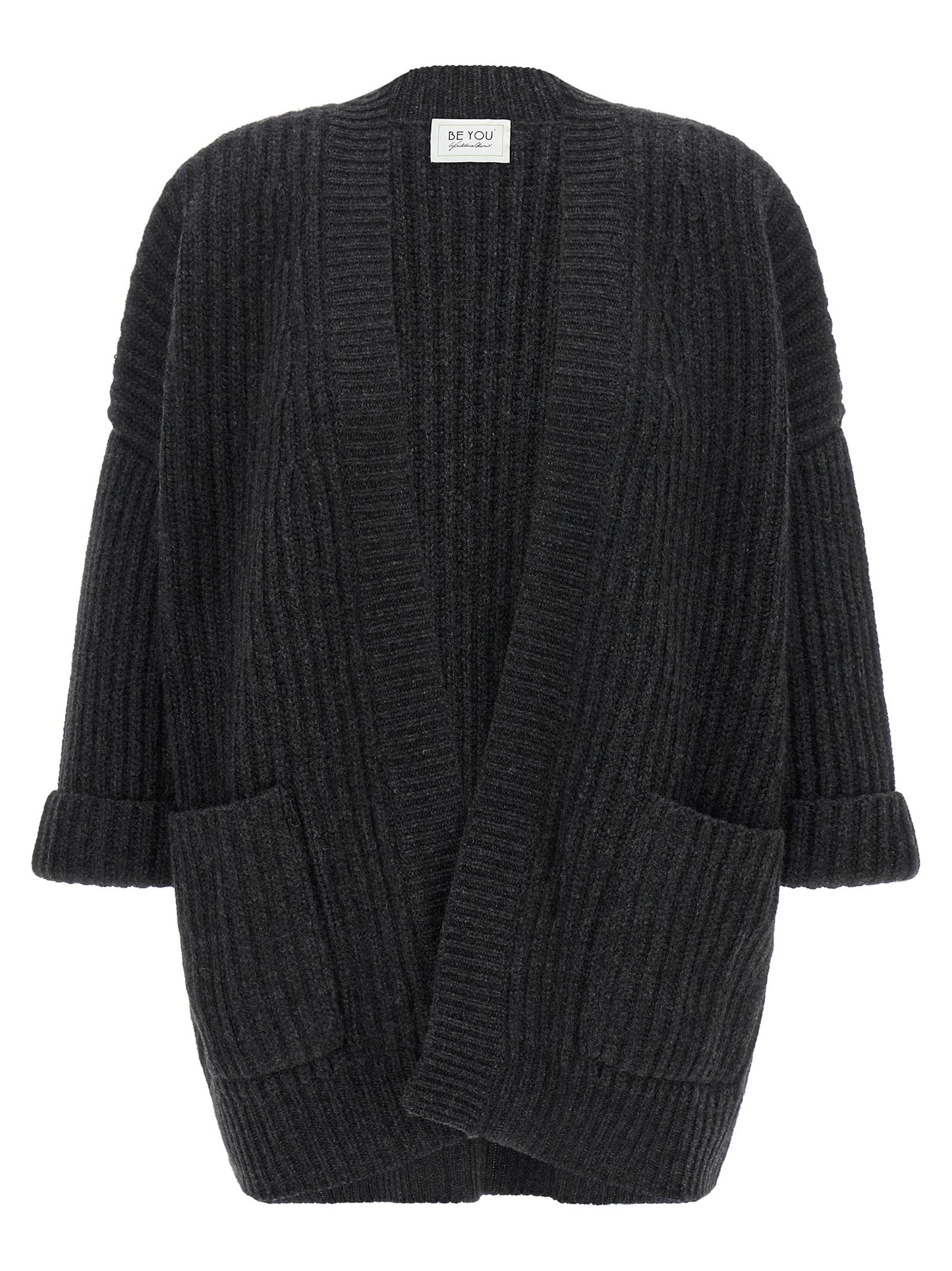 BE YOU Women's Relaxed Fit Wide Oversized Cashmere Cardigan - Gray
