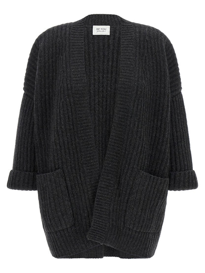 BE YOU Women's Relaxed Fit Wide Oversized Cashmere Cardigan - Gray