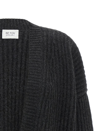 BE YOU Women's Relaxed Fit Wide Oversized Cashmere Cardigan - Gray
