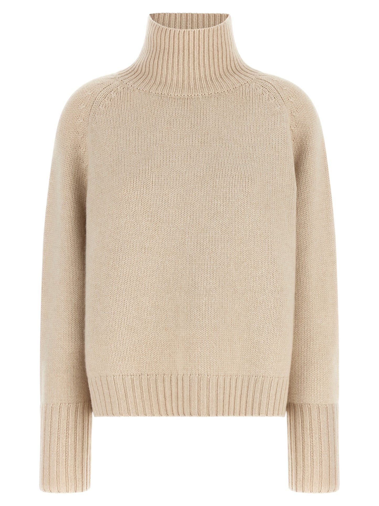 BE YOU Women's Relaxed Fit Turtleneck Cashmere Cardigan - Beige Camel Patterned