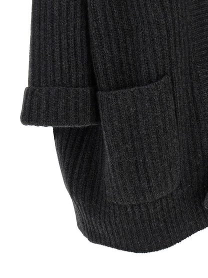 BE YOU Women's Relaxed Fit Wide Oversized Cashmere Cardigan - Gray