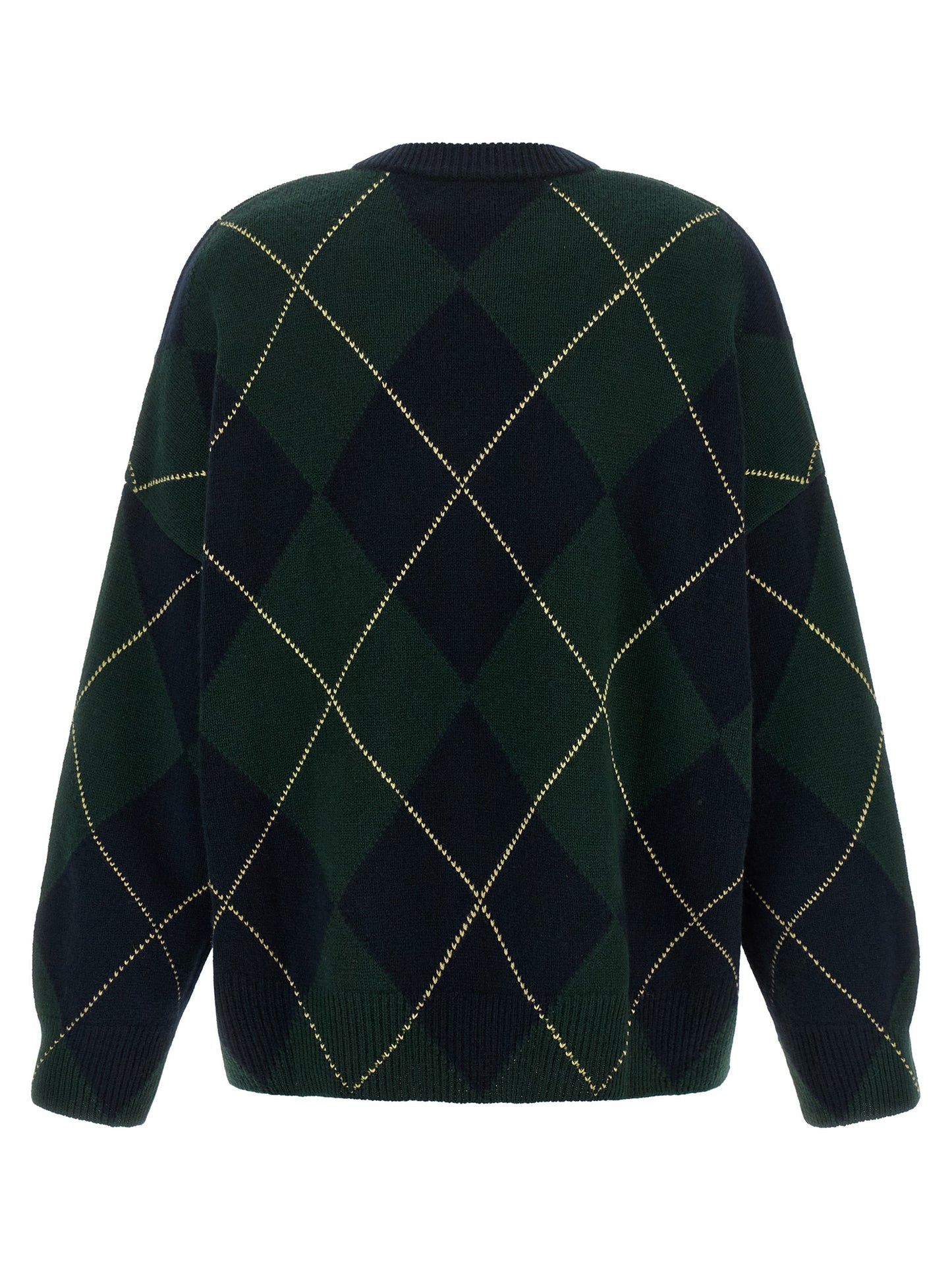 BE YOU Women's Relaxed Fit Crew Neck Cashmere Cardigan - Blue Green Multicolor Patterned