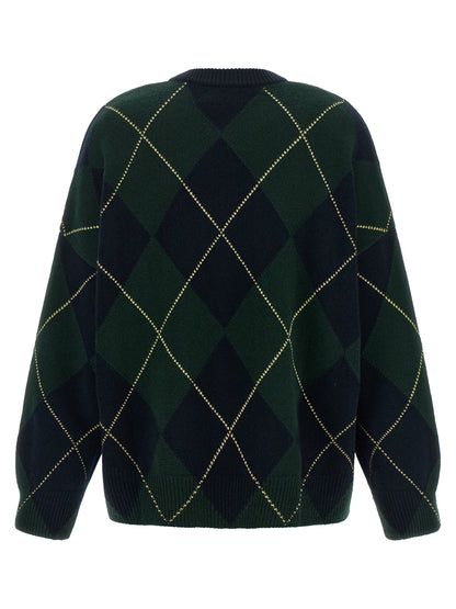 BE YOU Women's Relaxed Fit Crew Neck Cashmere Cardigan - Blue Green Multicolor Patterned