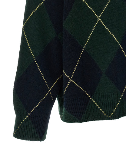 BE YOU Women's Relaxed Fit Crew Neck Cashmere Cardigan - Blue Green Multicolor Patterned