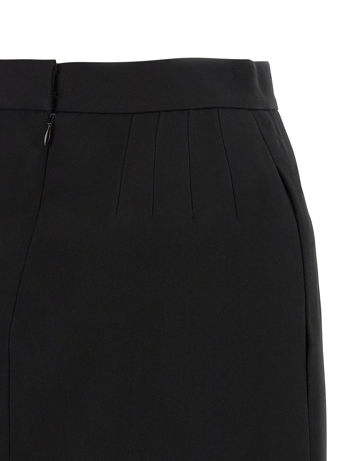 Skirt by Versace for women in virgin wool black & gold features a captivating silhouette, showcasing the captivating De Poudre Medusa Women's High Rise Virgin Wool Mini Long Skirt design with a sophisticated mini long for a captivating look.