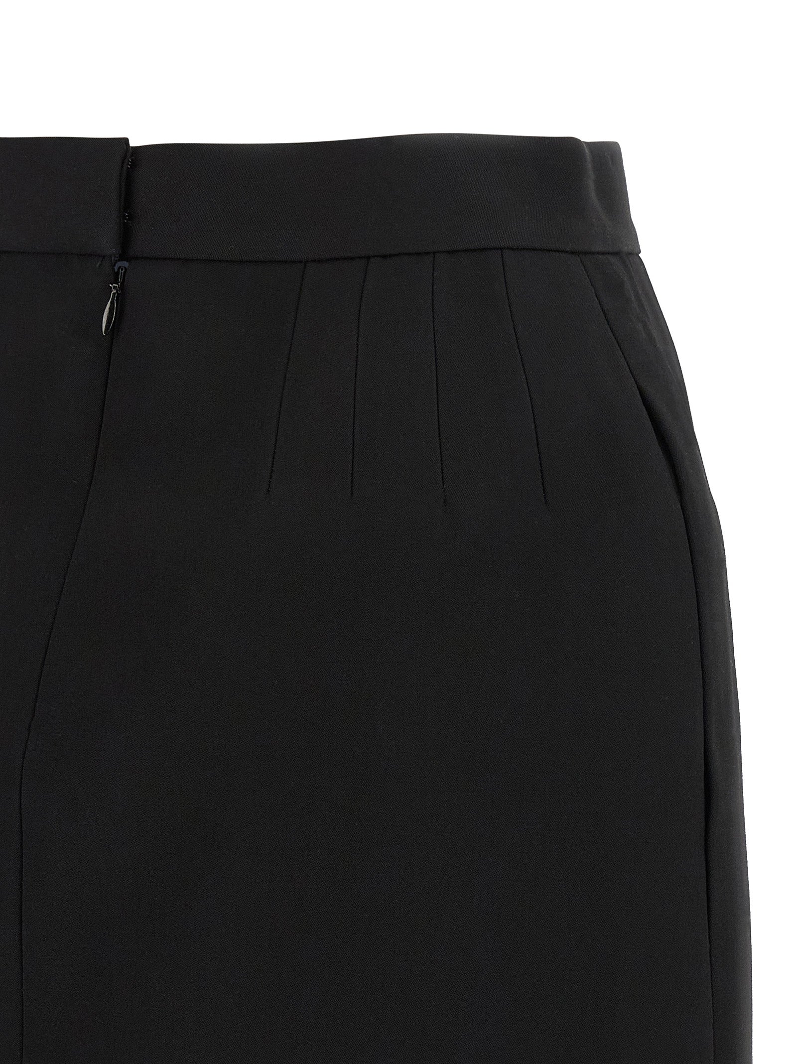 Skirt by Versace for women in virgin wool black & gold features a captivating silhouette, showcasing the captivating De Poudre Medusa Women's High Rise Virgin Wool Mini Long Skirt design with a sophisticated mini long for a captivating look.