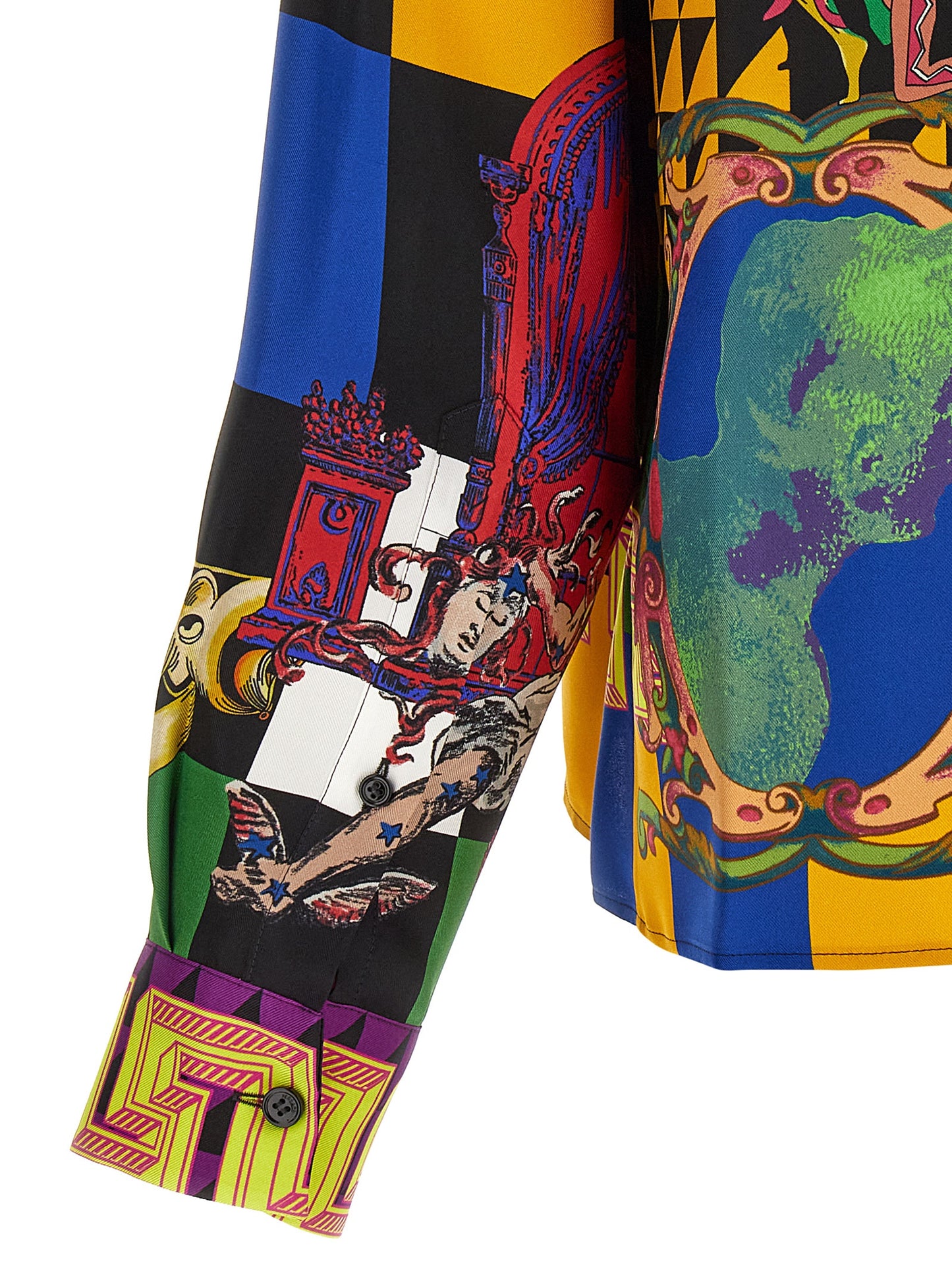 Shirt by Versace for men in silk twill multicolor & print, featuring a nuanced and nuanced for a sophisticated finish.