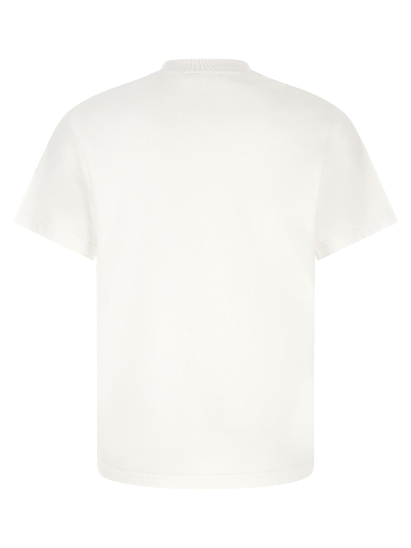 T-Shirt by Moncler for men in cotton felt white & print features an on trend silhouette, perfectly showcasing a on trend and crew neckline for an elevated aesthetic.