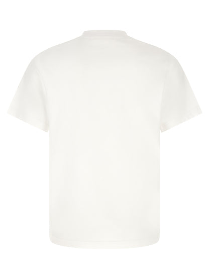 T-Shirt by Moncler for men in cotton felt white & print features an on trend silhouette, perfectly showcasing a on trend and crew neckline for an elevated aesthetic.