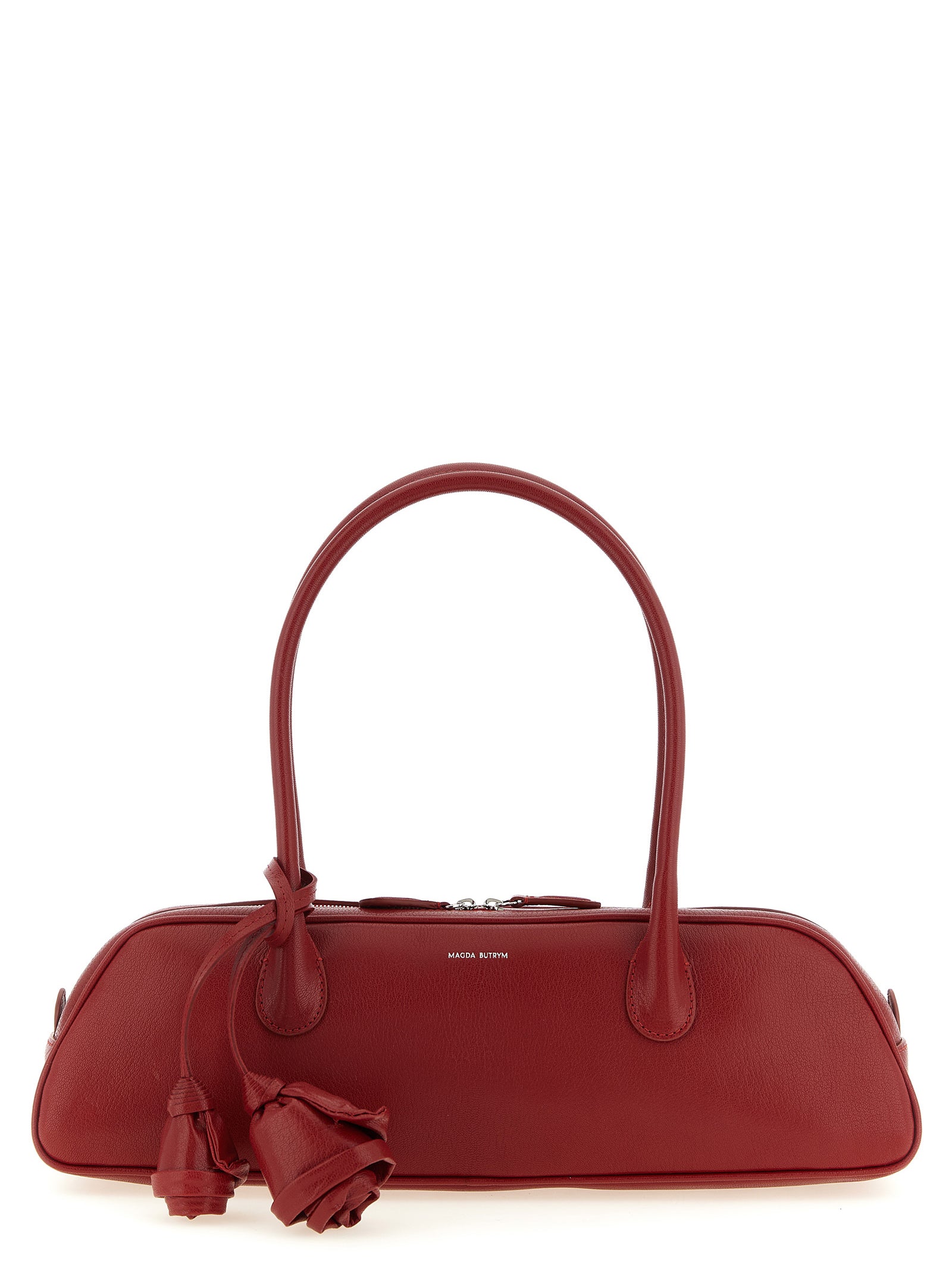 Tote Handbag by Magda Butrym for women in suede calfskin leather gold, multicolor, red & silver features a refined silhouette, showcasing a secure zipper, organized , and versatile detachable-strap & handle for a refined finish.