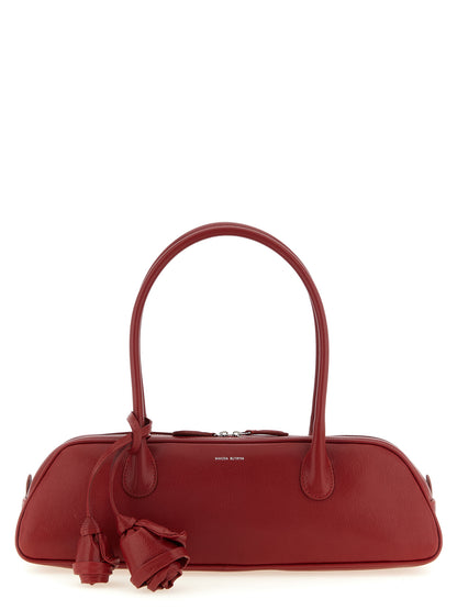Tote Handbag by Magda Butrym for women in suede calfskin leather gold, multicolor, red & silver features a refined silhouette, showcasing a secure zipper, organized , and versatile detachable-strap & handle for a refined finish.