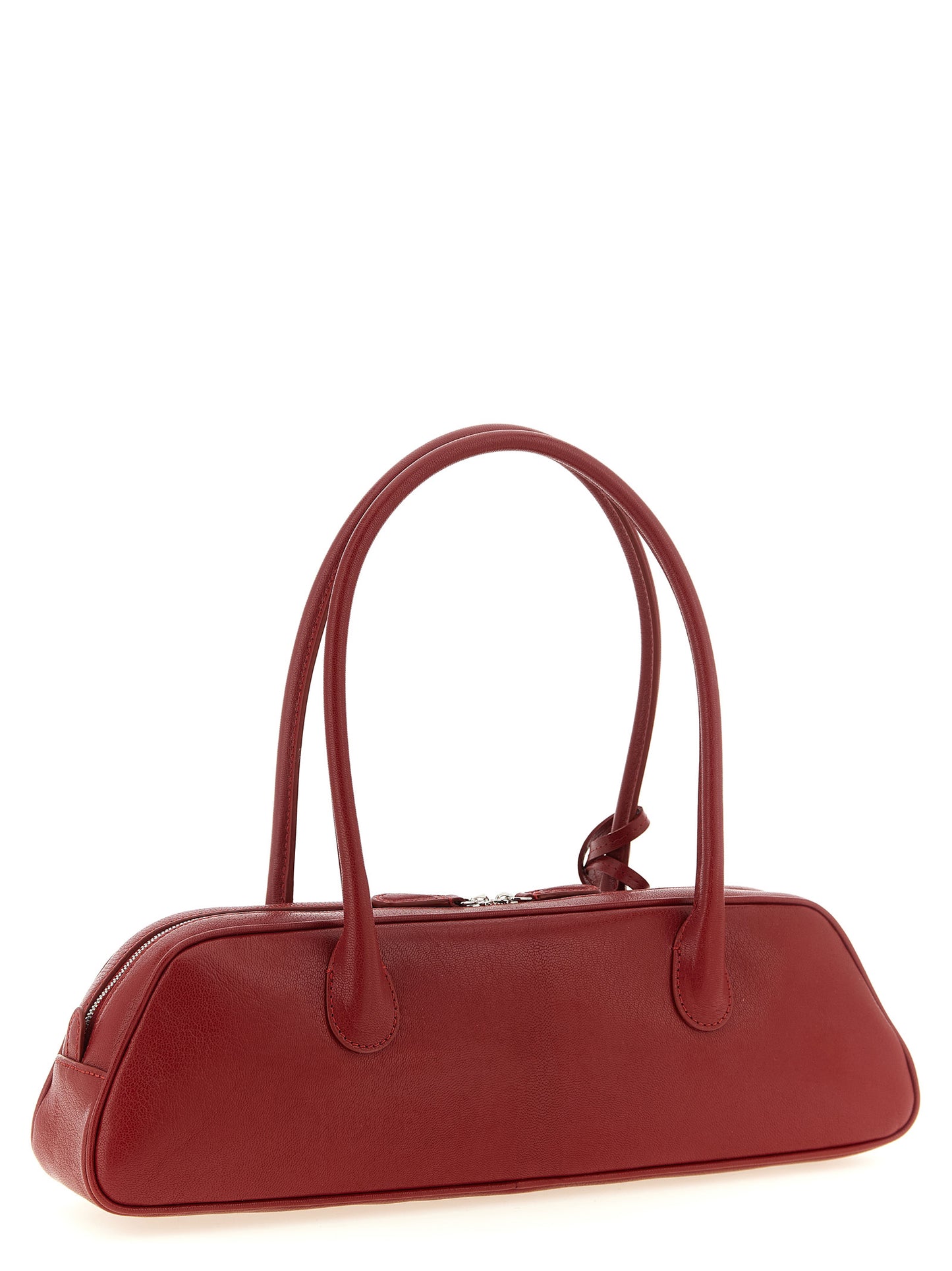 This Tote Handbag by Magda Butrym for women in suede calfskin leather and gold, multicolor, red & silver presents a sculptural silhouette featuring a secure zipper, ample , and versatile detachable-strap & handle for a sculptural finish.