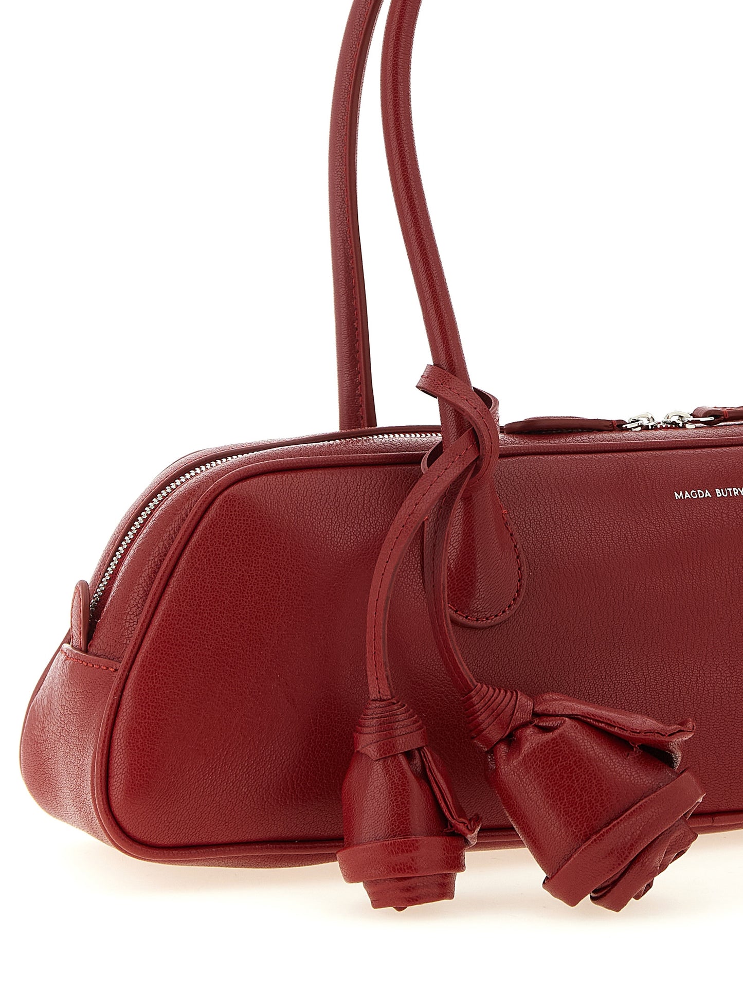 Tote Handbag by Magda Butrym for women in suede calfskin leather gold, multicolor, red & silver features a contemporary silhouette, showcasing a secure zipper, ample , and contemporary detachable-strap & handle for a sophisticated look.