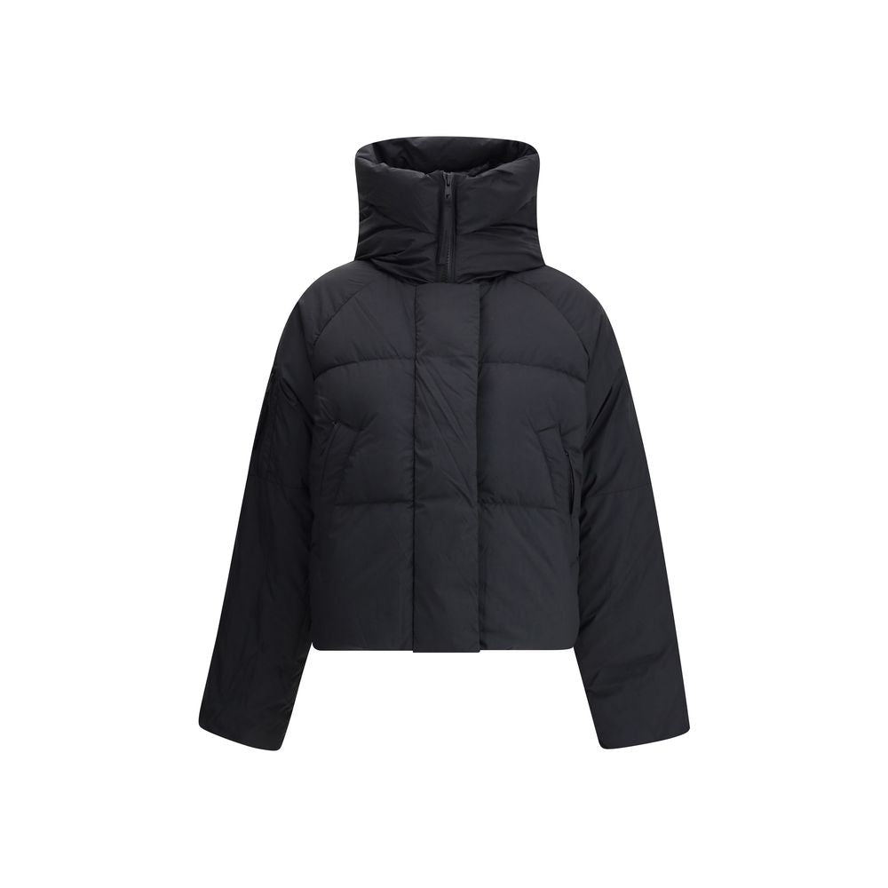 Hooded Overcoat by Canada Goose for women in polyamide & duck down black features an satoral silhouette, showcasing a sophisticated hooded neckline and satoral pockets, hooded & insulated for a premium, timeless look.