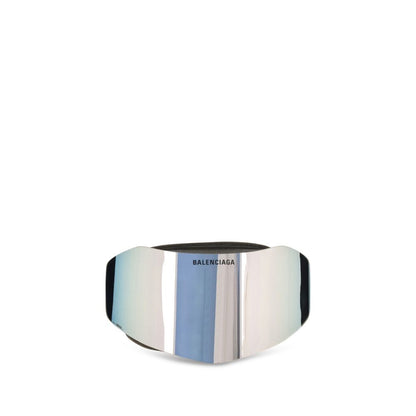 Sunglasses by Balenciaga for men in bos taurus calf leather and silver presents a enviable silhouette, featuring silver coloured frame and with mirrored lens for a enviable look.