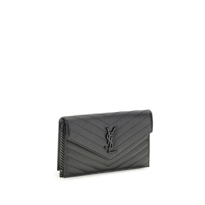 Cardholder Wallet by Saint Laurent for women in bos taurus calf leather black, patterned & chevron showcases a distinguished silhouette, artfully capturing the essence of the distinguished Cassandre Bos Taurus Calf Leather Cardholder Wallet design with functional card-organization compact-design.