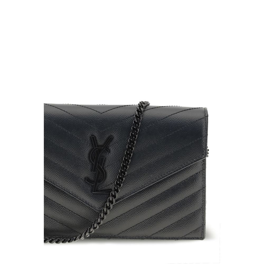 Cardholder Wallet by Saint Laurent for women in bos taurus calf leather black, patterned & chevron presents a architectural silhouette from the Cassandre Bos Taurus Calf Leather Cardholder Wallet collection, showcasing architectural card-organization compact-design for a architectural finish.