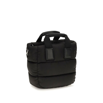 Mini Quilted Shoulder Bag by Moncler for women in nylon leather black presents a versatile silhouette, showcasing a secure zipper and versatile with versatile shoulder-strap, adjustable-strap & handle for a sophisticated look.
