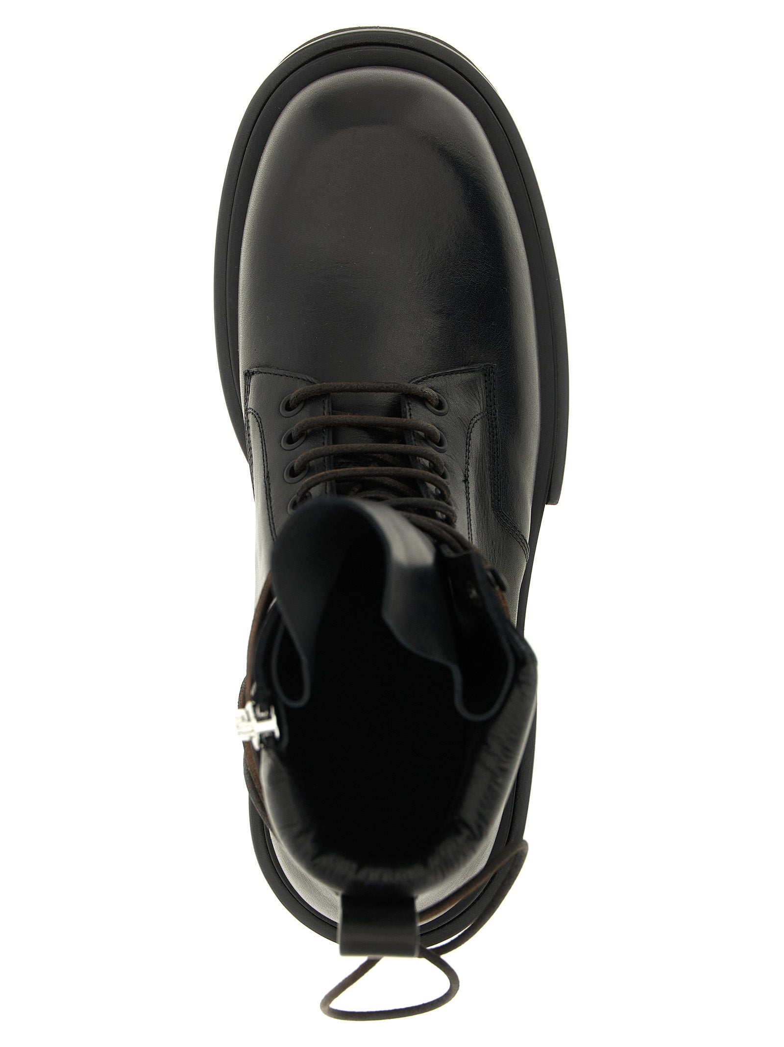 Ankle Chelsea Combat Boots by Rick Owens for men in calfskin leather military-green & black features an dynamic silhouette, showcasing the dynamic Men's Calfskin Leather Ankle Chelsea Combat Boots design with its distinctive and elegant .