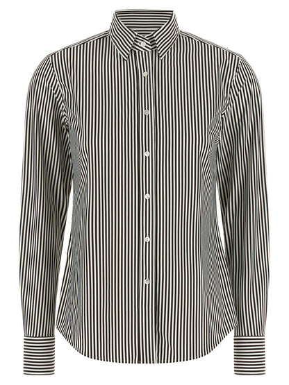 Blouse by XACUS for women in polyamide bicolour, patterned & striped presents a discerning silhouette, showcasing a sophisticated and long-sleeve for a truly discerning finish.