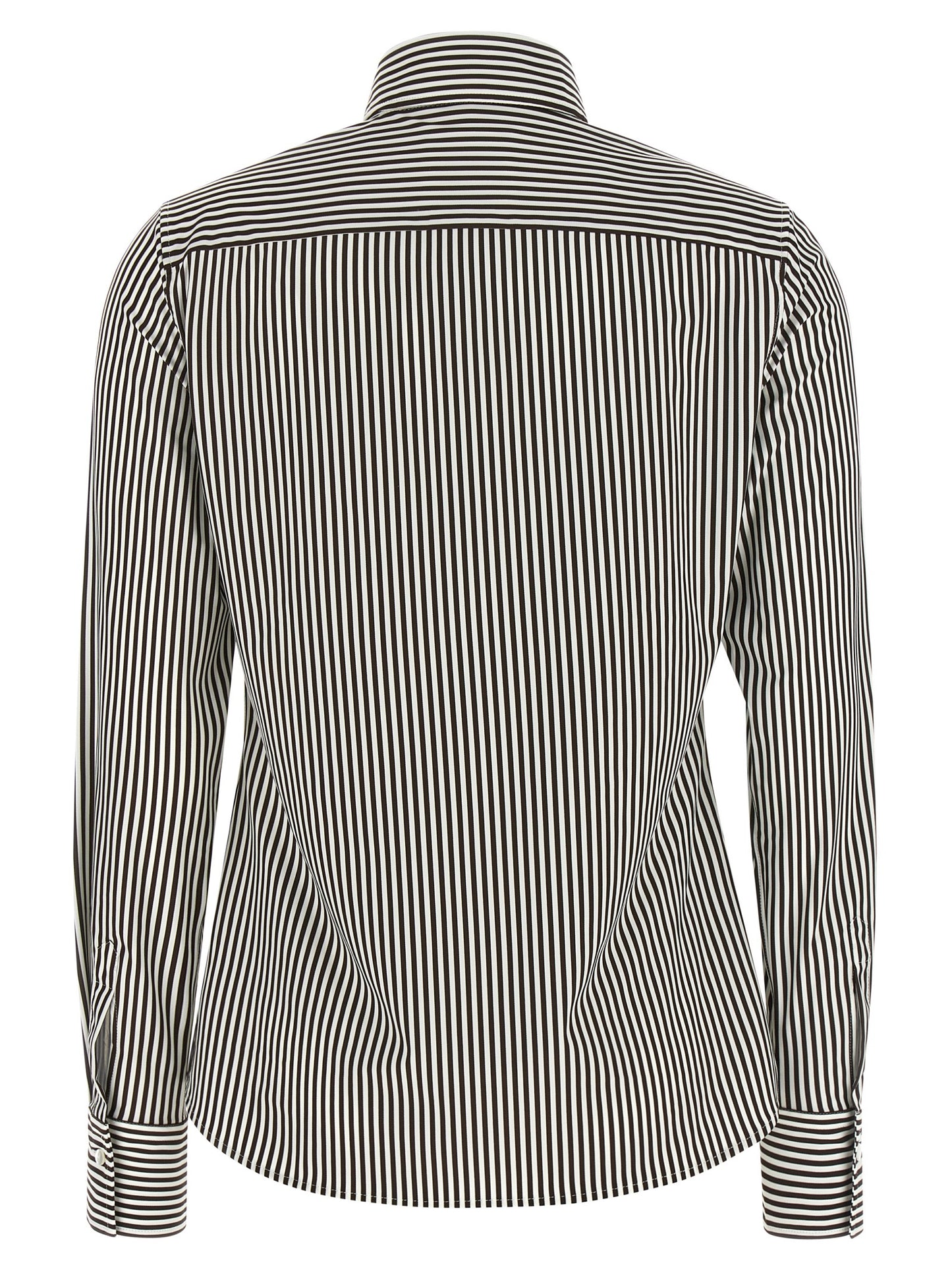 Blouse by XACUS for women in polyamide bicolour, patterned & striped showcases a sharp silhouette, elegantly detailed with a sharp and sharp .